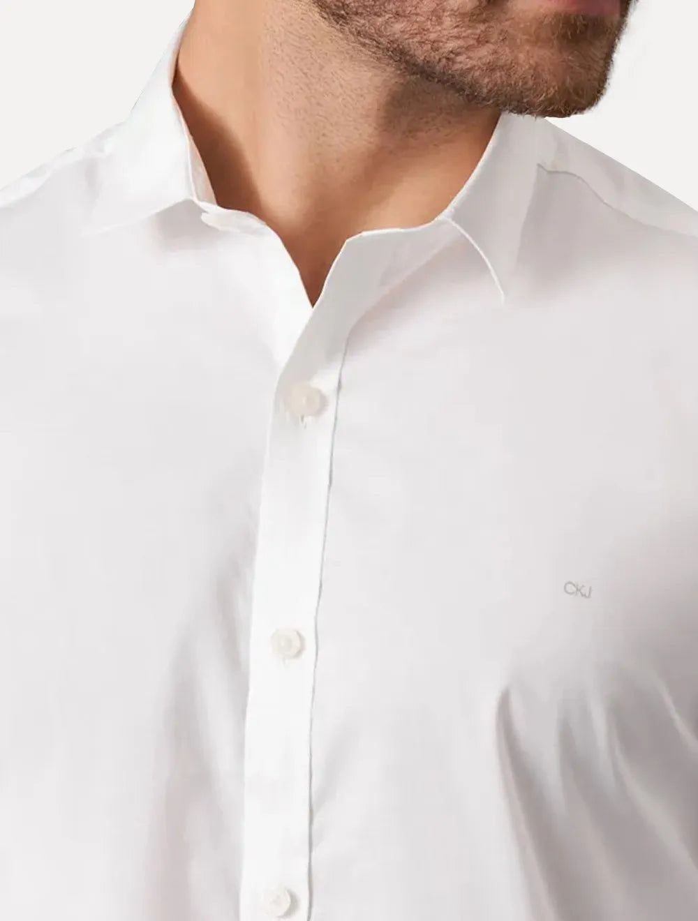 Camisa Calvin Klein Jeans Slim Fit New CKJ Logo Branca