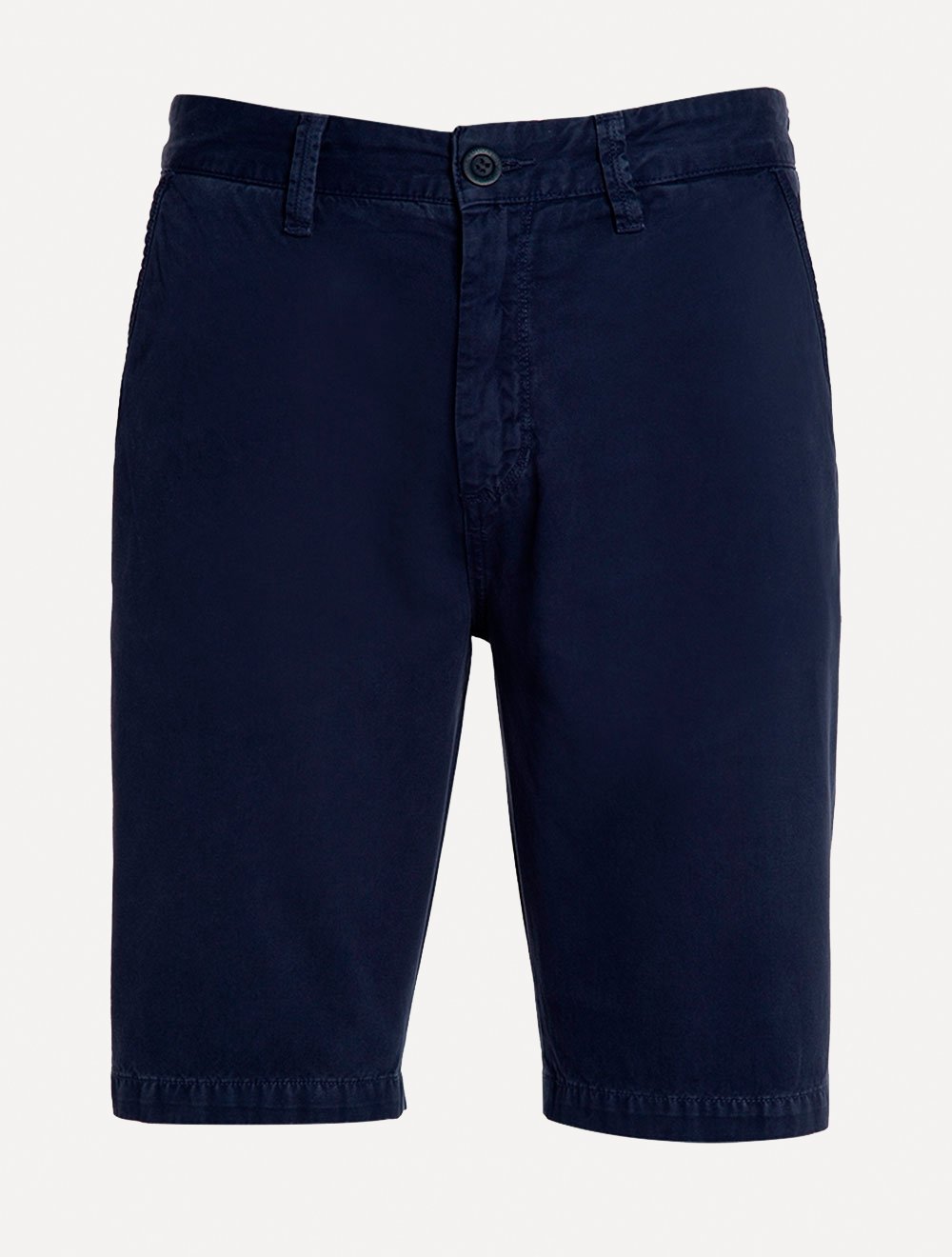 Bermuda Dudalina Masculina Sarja Chino Comfort Tinturada Azul Marinho