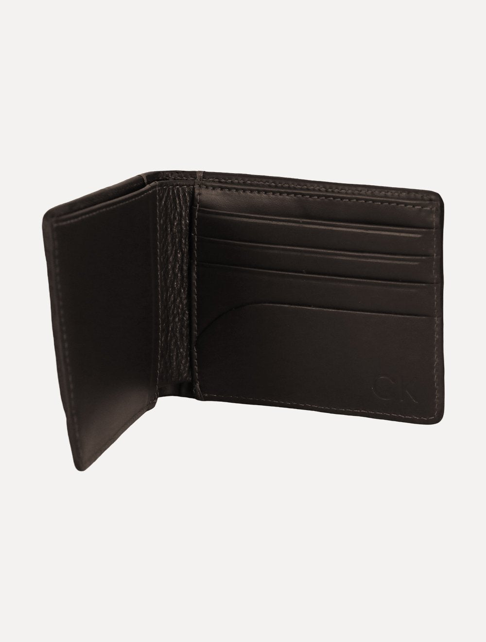 Carteira Calvin Klein Masculina Couro Textura Recorte Logo Marrom