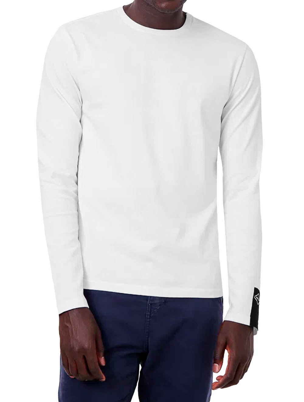 Blusa Replay Masculina Manga Longa Losango Negativo Branca