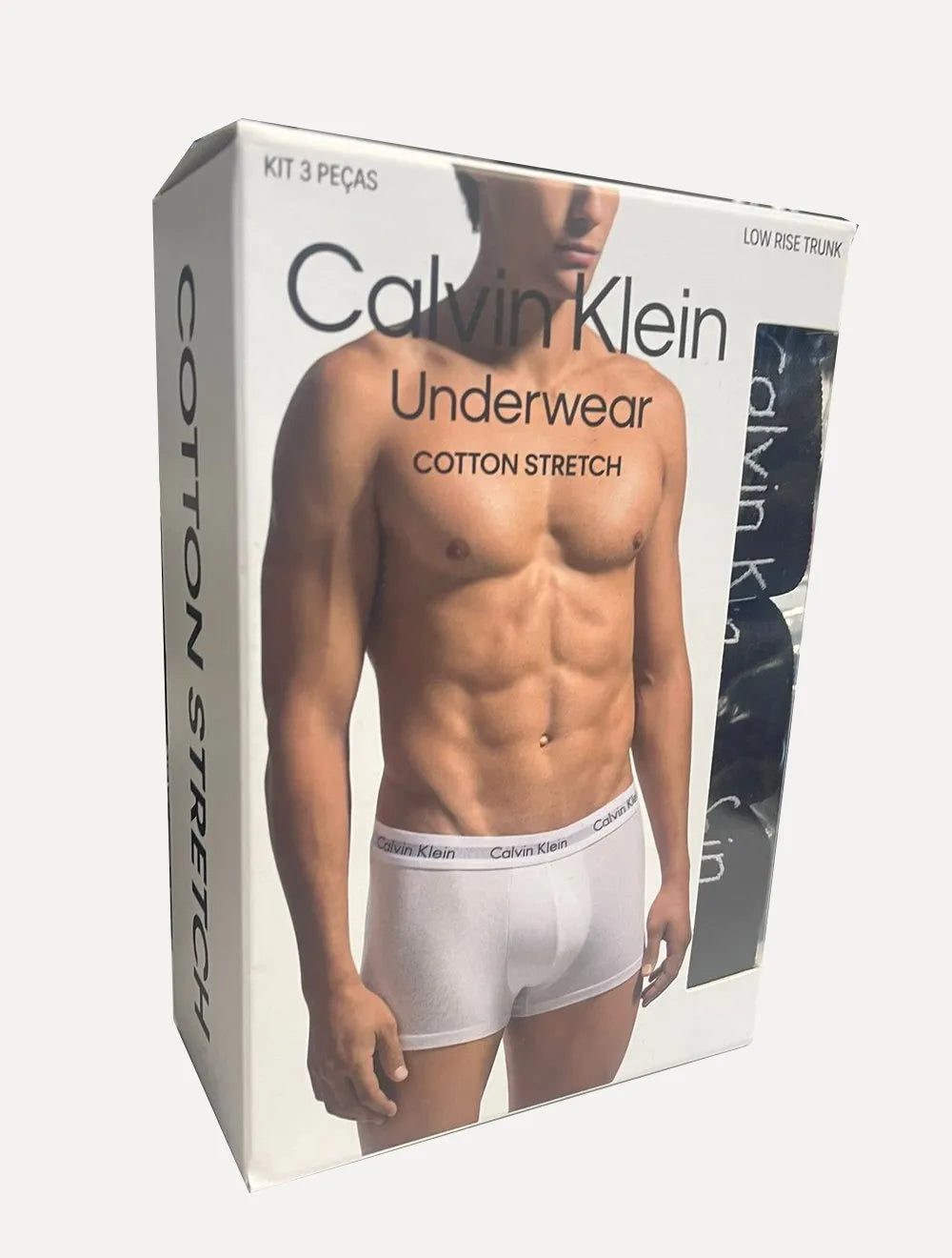 Cuecas Calvin Klein Low Rise Trunk Print All Black Pretas Pack 3UN