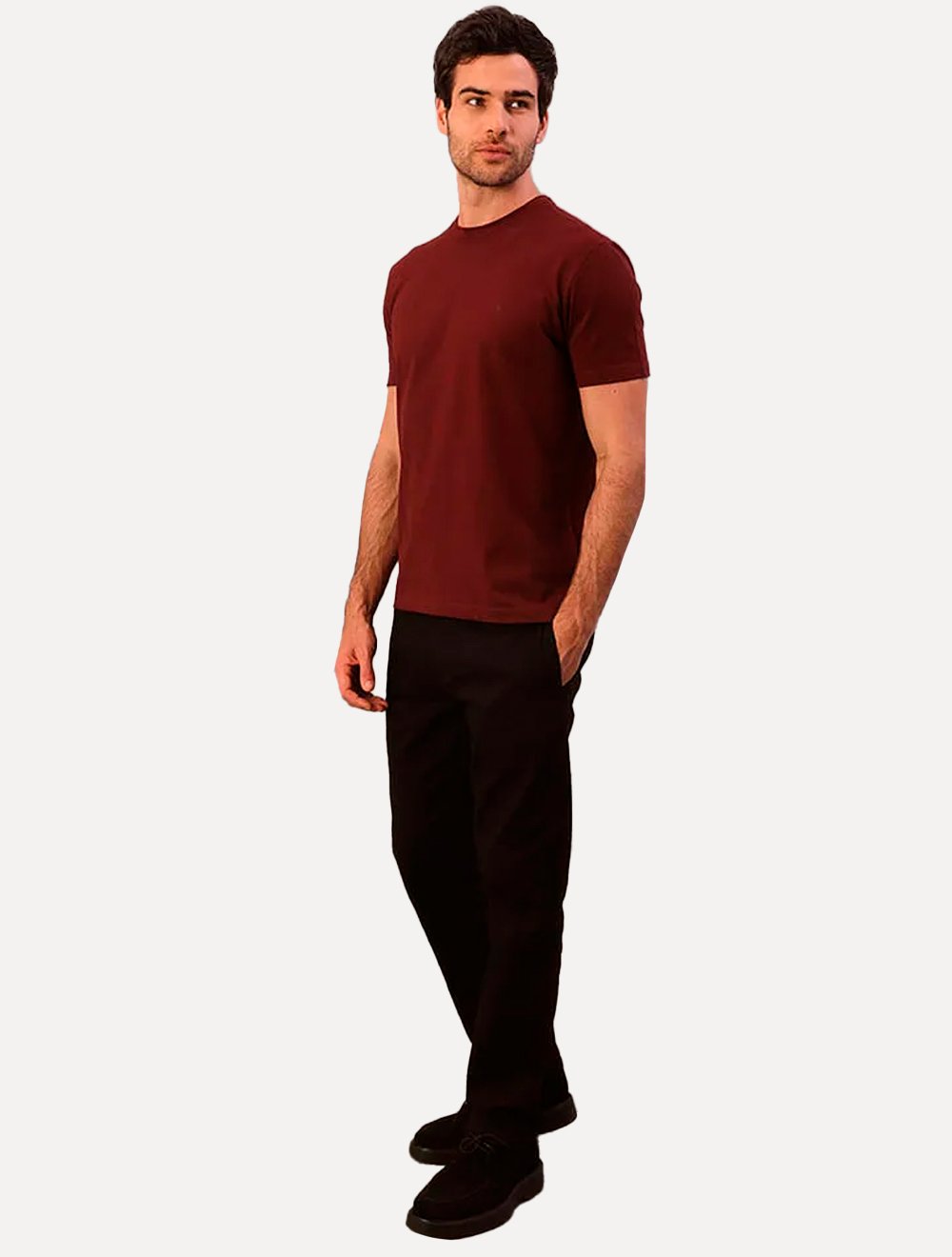 Camiseta Calvin Klein Manga Curta Masculina Mono Logo Gola Dupla Bordô