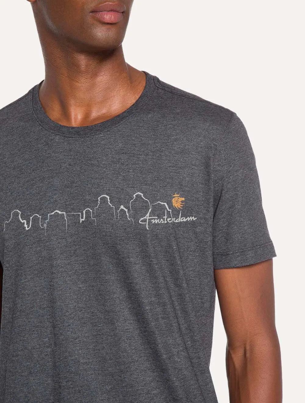 Camiseta Von der Volke Masculina Origineel Lines Buildings Chumbo Mescla