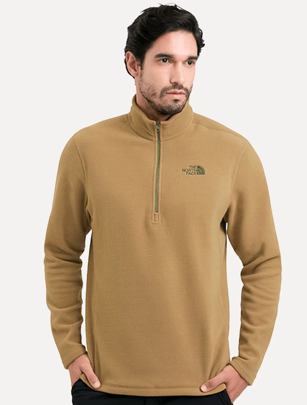 Blusa The North Face Fleece TKA 100 Glacier 1/4 Zip Dark Logo Marrom