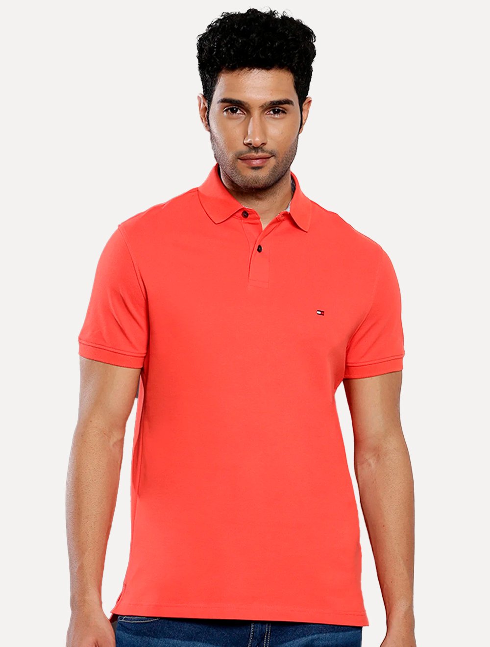 Polo Tommy Hilfiger Masculina Regular Piquet 1985 Laranja