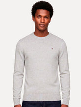 Suéter Tommy Hilfiger Masculino Crewneck Essential Cotton Cinza