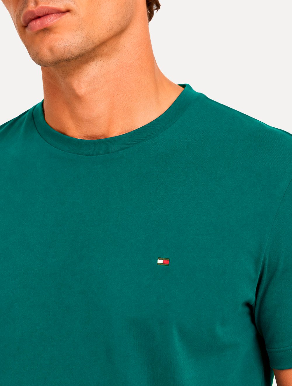 Camiseta Tommy Hilfiger Masculina Essential Cotton Verde Jade