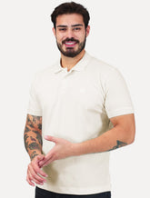 Polo K&J Black Masculina Premium Flex Slim Off-White