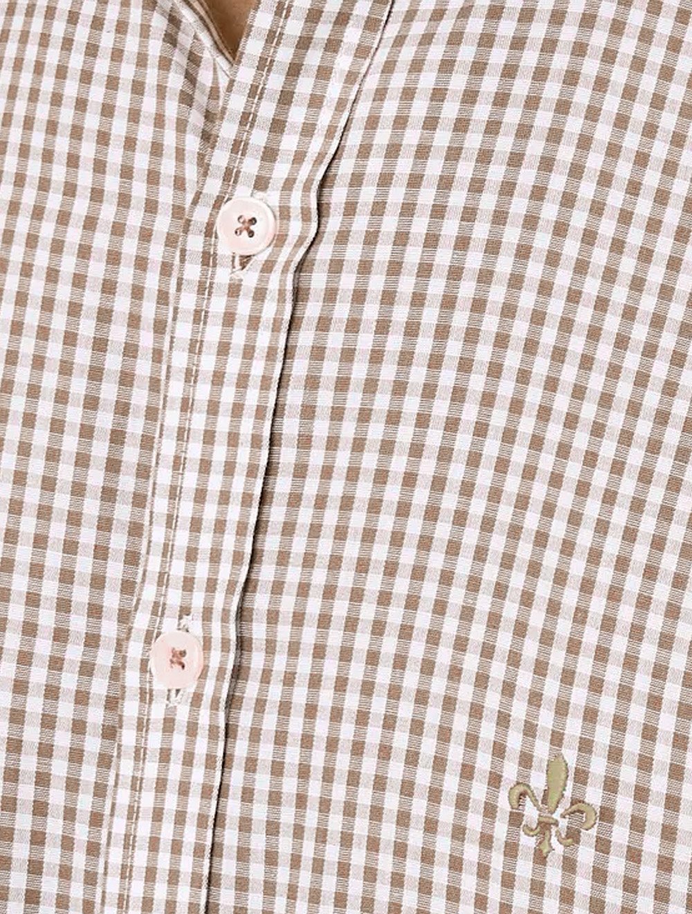 Camisa Dudalina Masculina Comfort Superfine Regular Xadrez Mono Logo Marron Claro