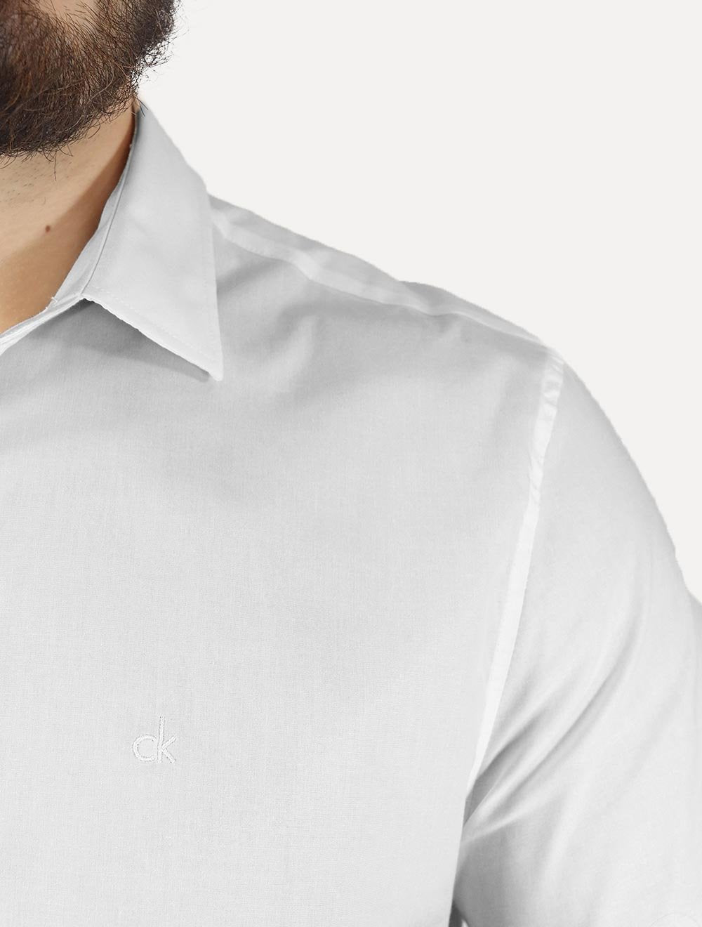 Camisa Calvin Klein Masculina Manga Curta Basica Cotton Branca