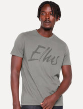 Camiseta Ellus Masculina Maxi Logo Classic Brush Cinza Médio