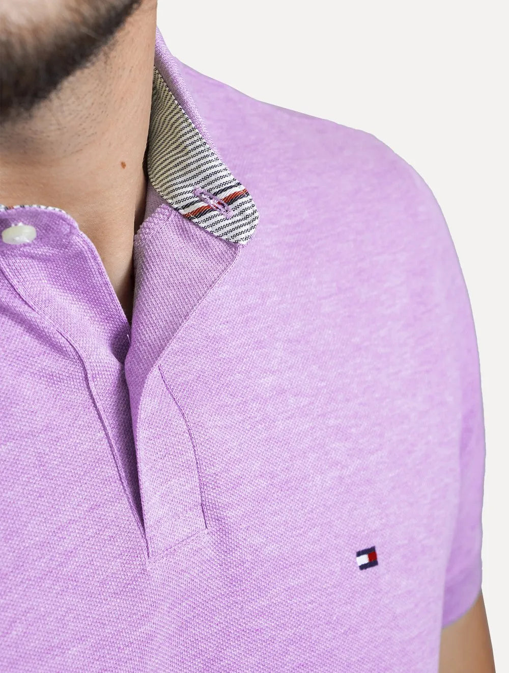 Polo Tommy Hilfiger Masculina Regular Piquet 1985 Lilás Mescla