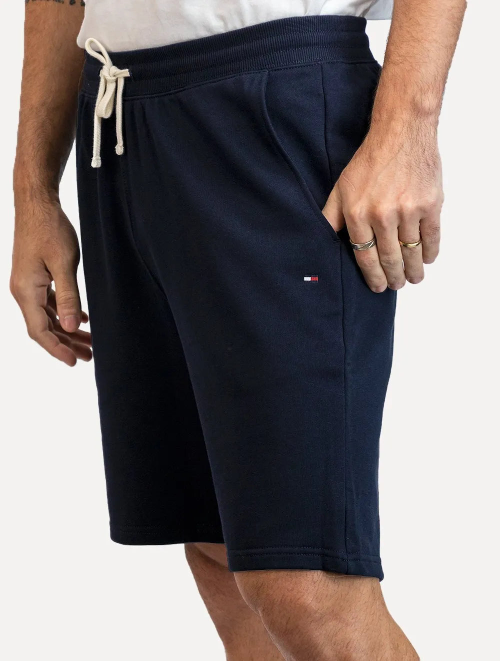Bermuda Tommy Hilfiger Moletom Masculina Essential Terry Azul Marinho