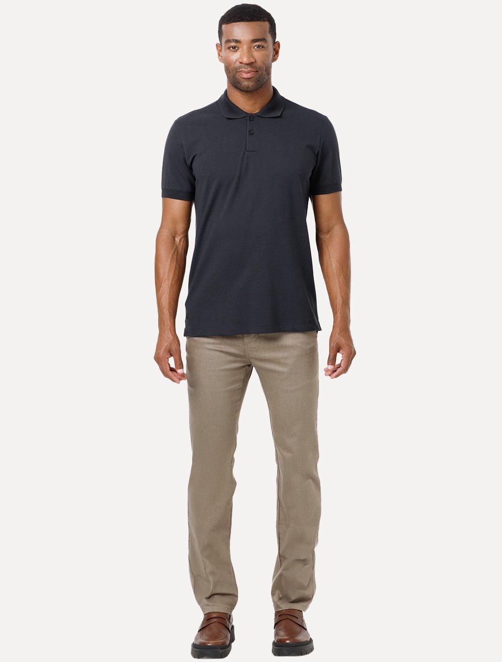 Polo King & Joe Masculina Premium Piquet Slim Azul Marinho