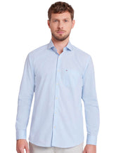 Camisa Aramis Masculina Tricoline Regular Micro Xadrez Azul Claro