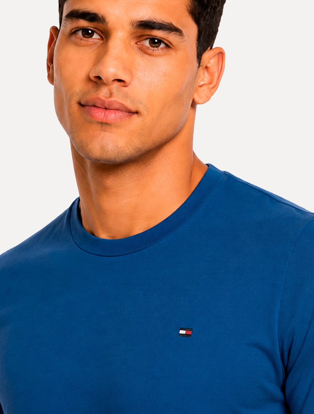 Camiseta Tommy Hilfiger Masculina Pigment Blue Slim Fit Essential Stretch Azul