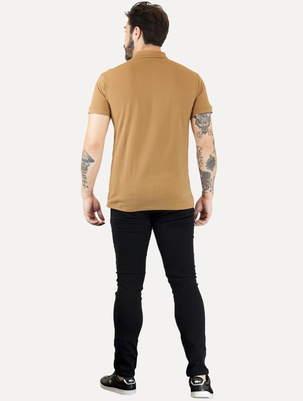 Polo Colcci Masculina Piquet Brown Logo Marrom Claro