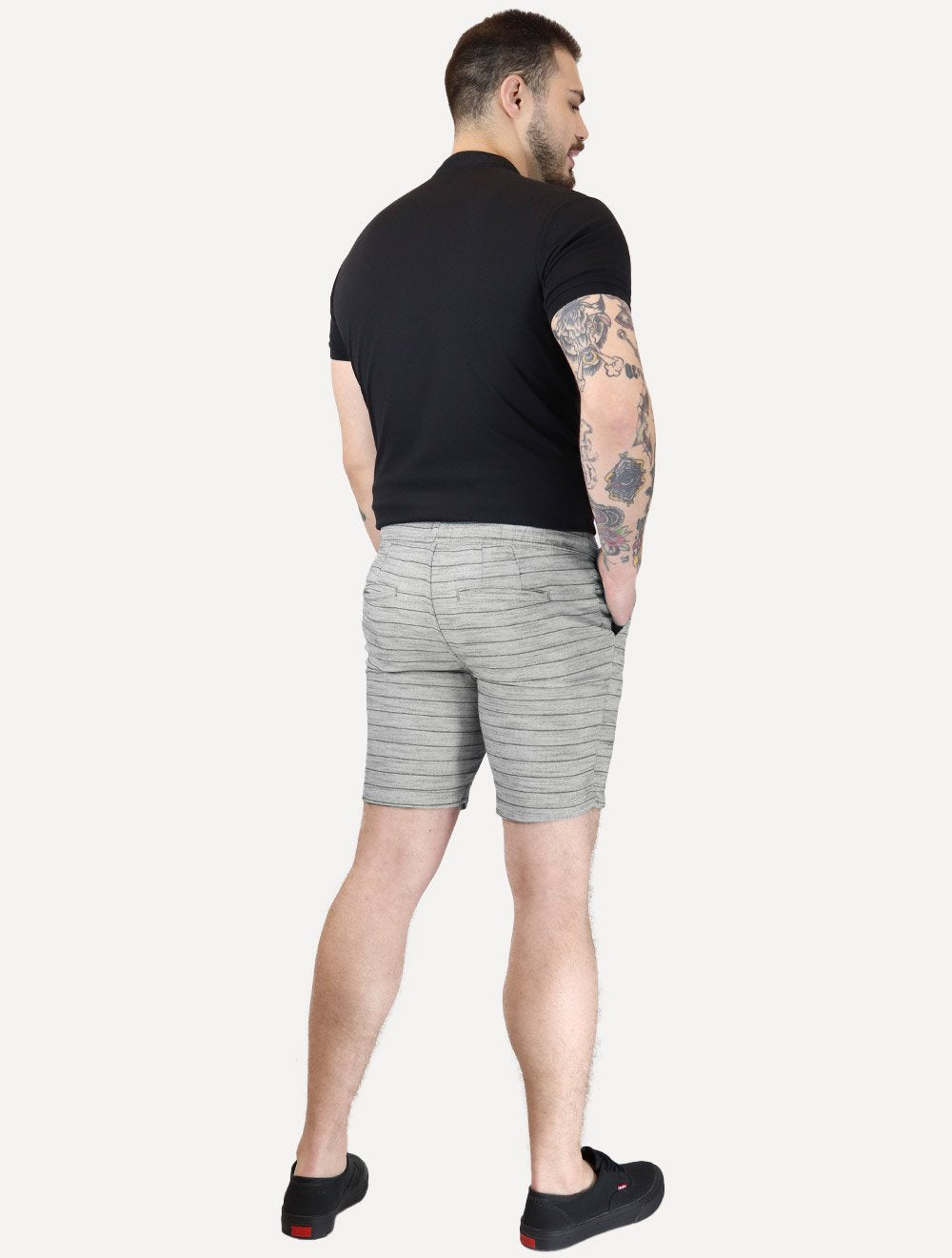 Short Calvin Klein Jeans Masculino Viscose Stripes Chumbo Mescla