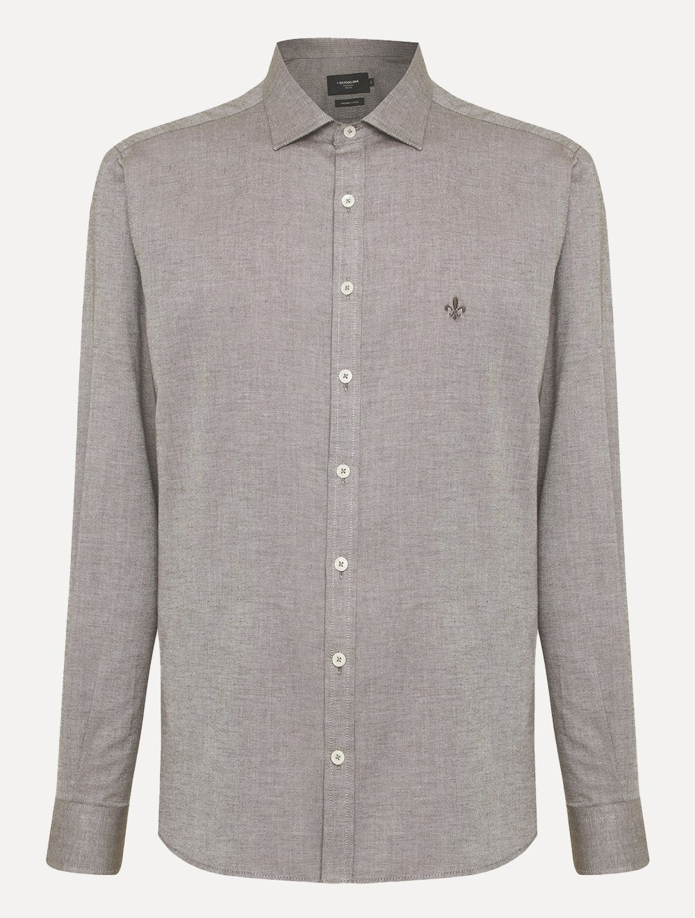 Camisa Dudalina Masculina Slim Fit Superfine Cotton Marrom Médio Mescla