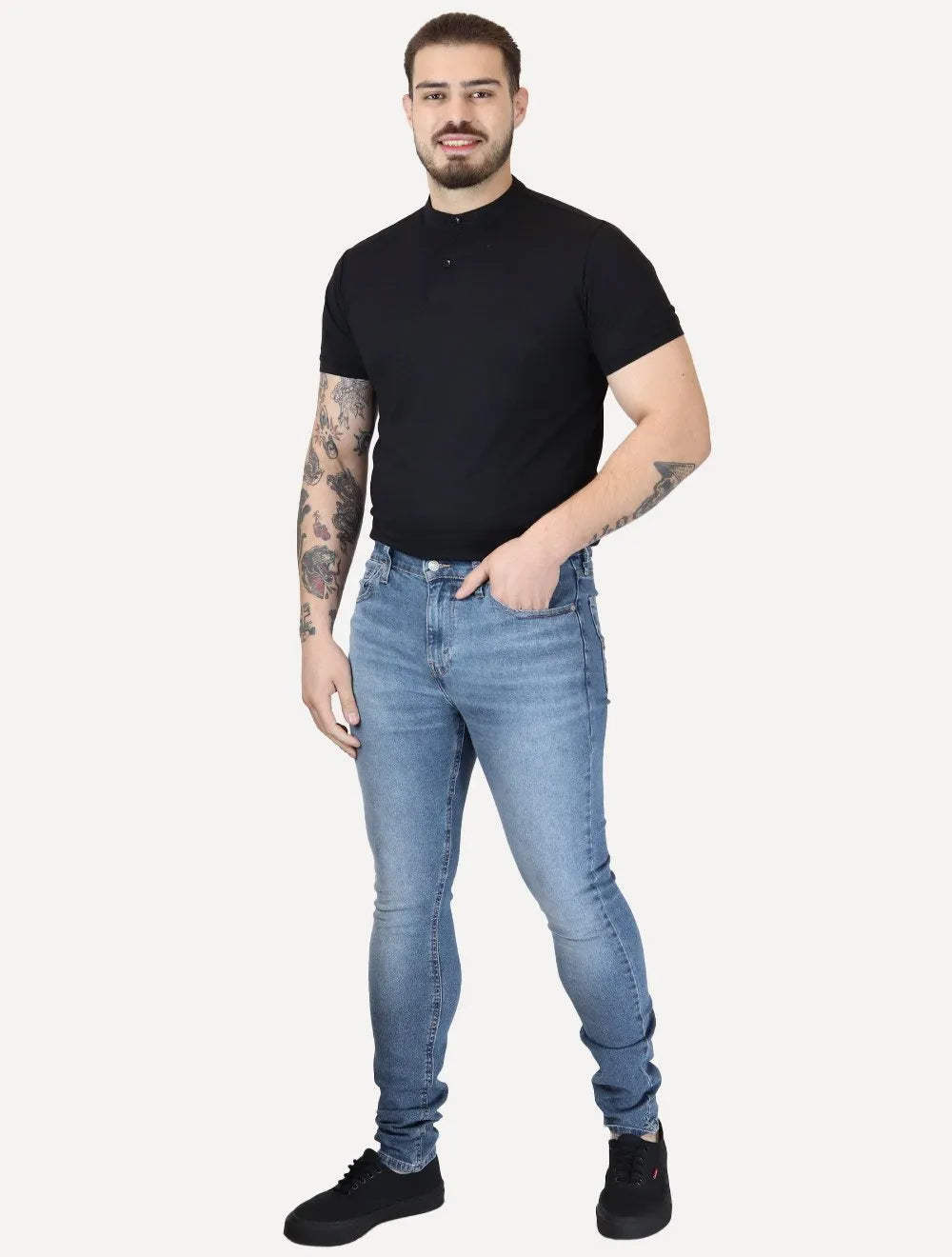 Calça Levis Jeans Masculina 510 Skinny Stoned Azul Médio