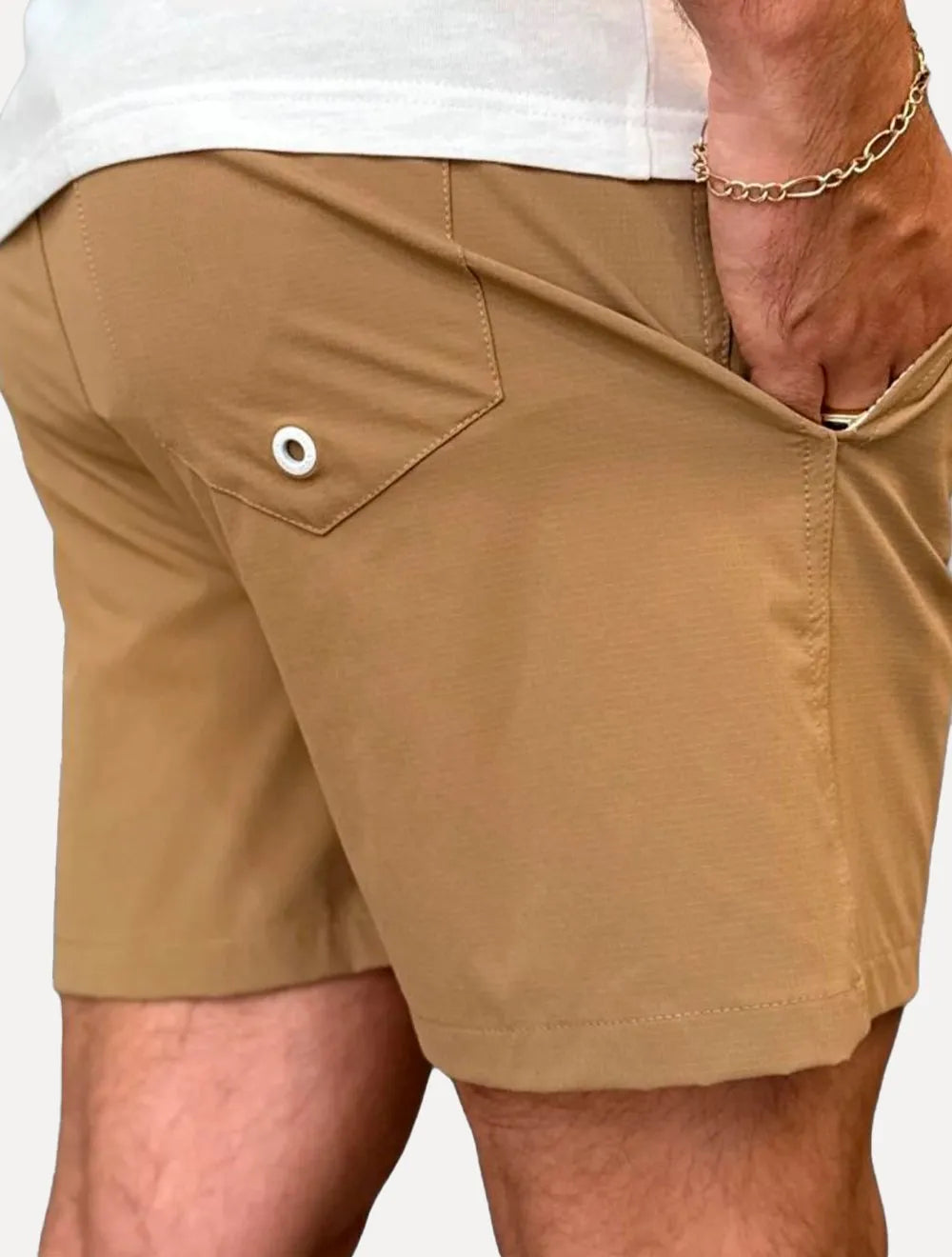 Short King & Joe Masculina Nylon Flex Ripstop Areia