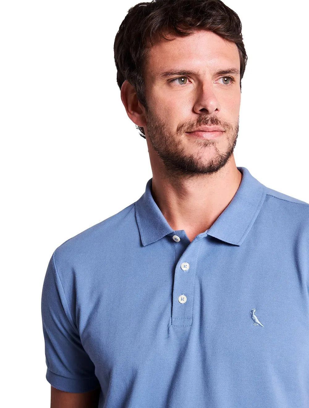 Polo Reserva Masculina Piquet Clássica Azul Jeans