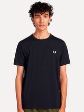 Camiseta Fred Perry Masculina Regular Ringer Logo Azul Marinho