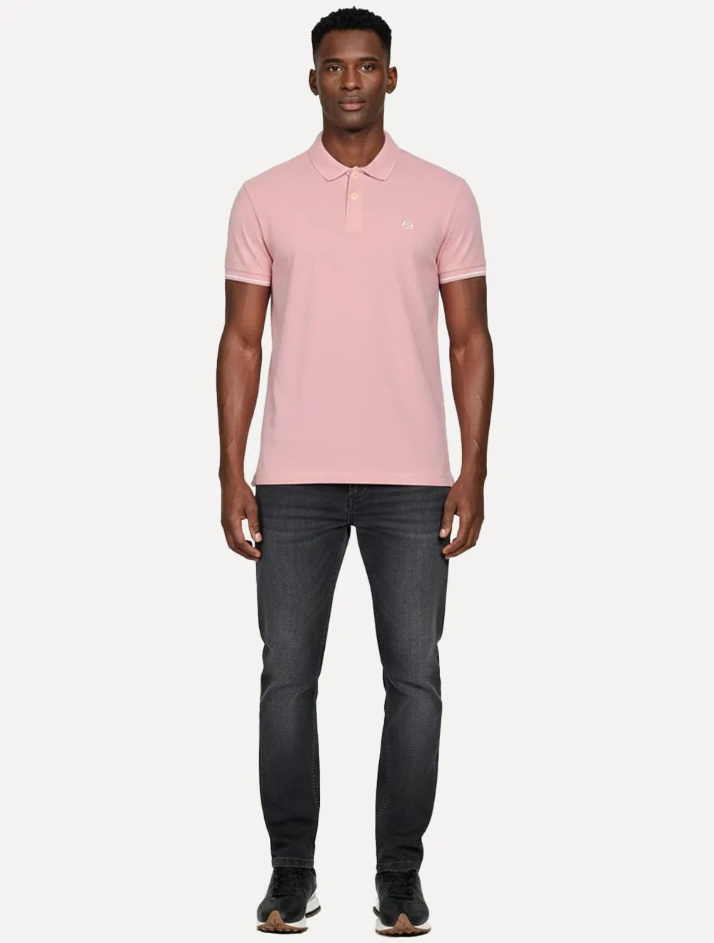 Polo Colcci Masculina Piquet Logo Bordado Rosa Claro