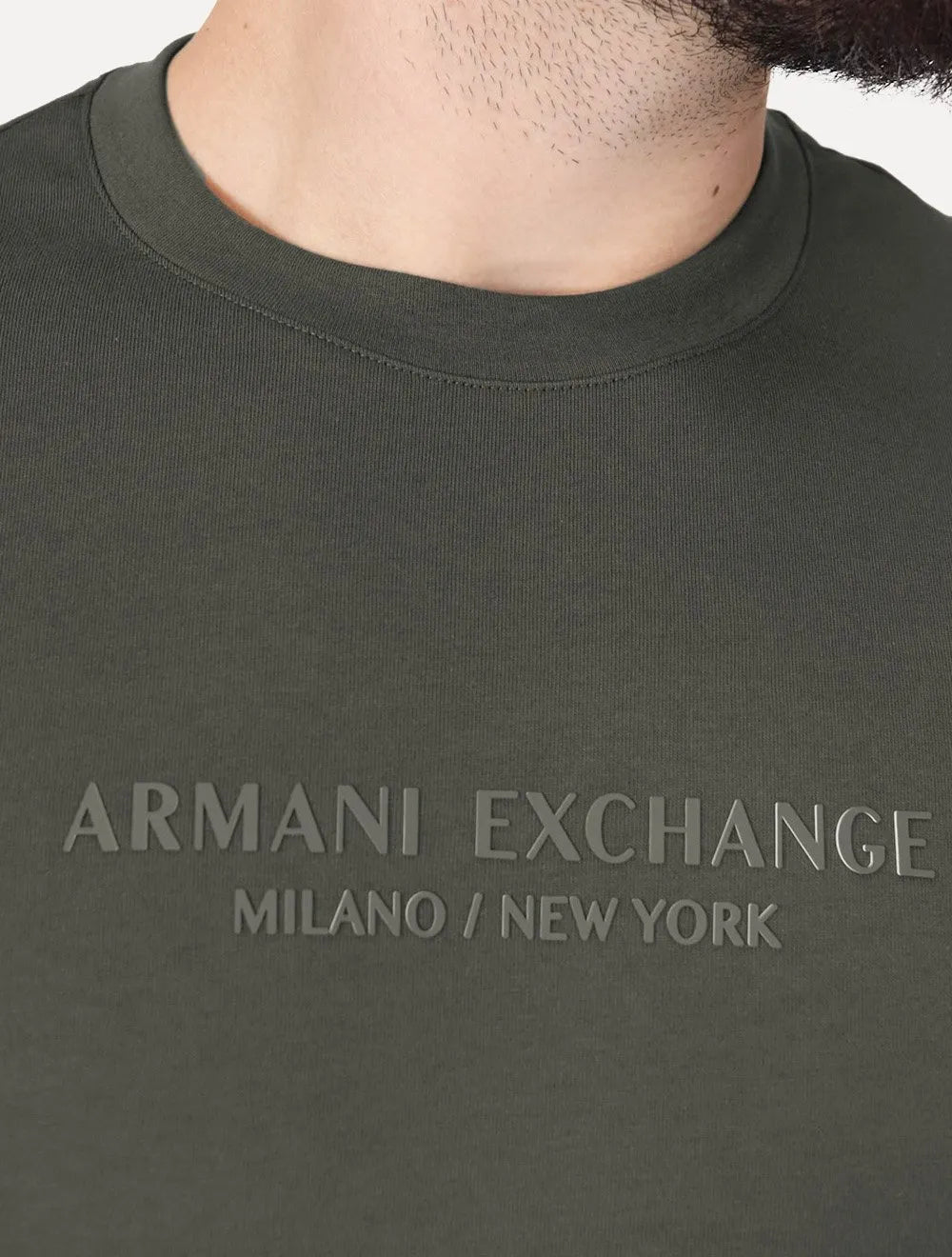 Camiseta Armani Exchange Masculina Milano New York Frontal Logo Verde Musgo