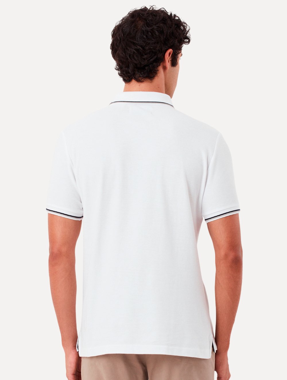 Polo Original Penguin Masculina Piquet Lisa Friso Mega Patch Branca