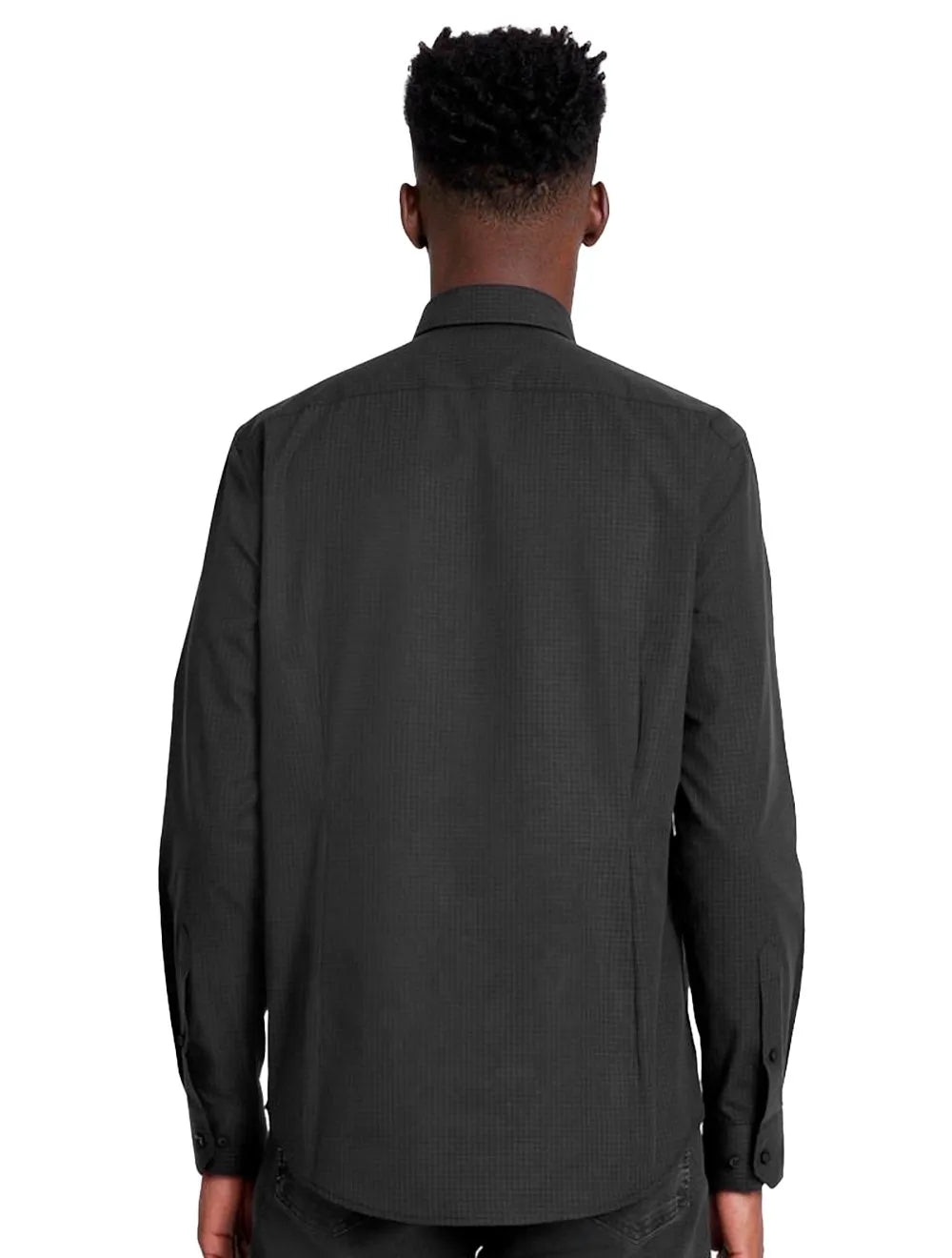 Camisa Aramis Masculina Slim Tricoline Micro Xadrez Stretch Preta