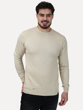 Suéter Dixen Masculina Tricot Manga Longa Frente Texturizada Areia