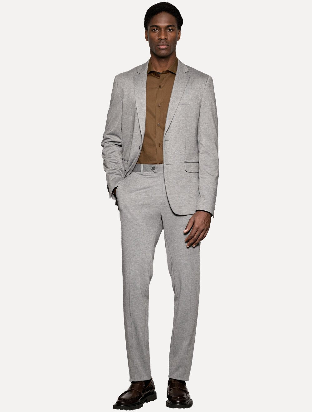 Camisa Aramis Masculina Slim Damero Mono Logo Marrom Escuro