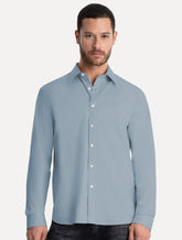 Camisa Ellus Masculina Tricoline LY Classic Anatomic Azul Médio