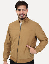 Jaqueta Dixen Masculina Sarja Forrada Zíper Frontal Caramelo
