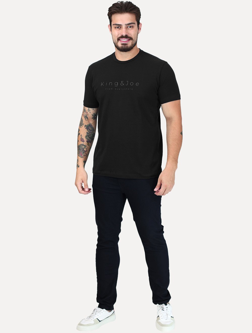 Camiseta King & Joe Masculina Premium Cotton Flex Estampada Preto