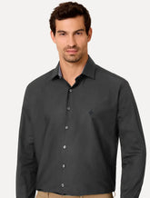 Camisa Dudalina Masculina Slim Fit Superfine Cotton Light Lisa Cinza Médio