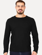 Camiseta Calvin Klein Jeans Masculina Manga Longa Rubber CK Frontal Preta