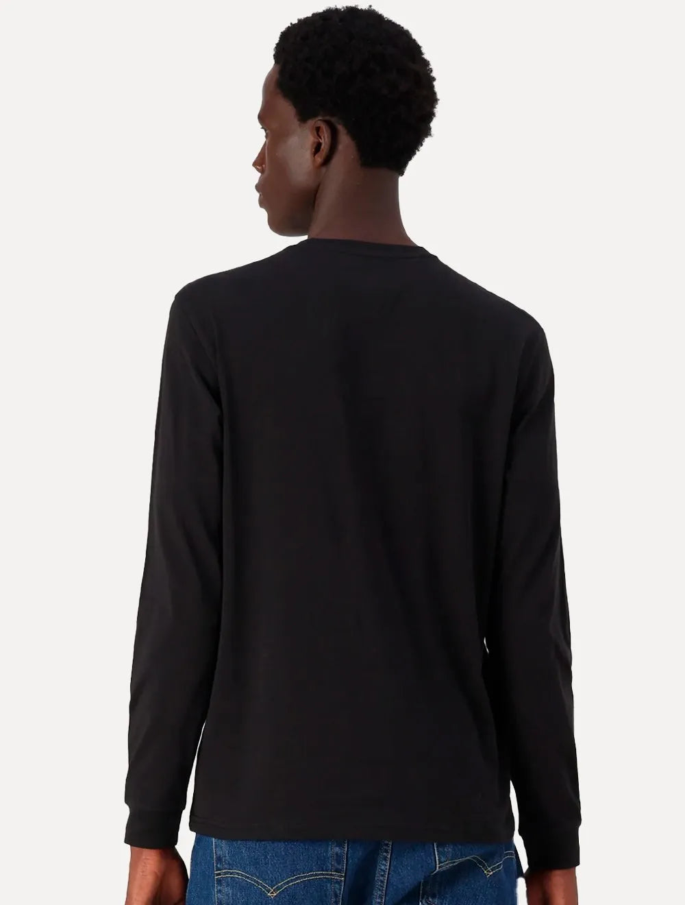 Camiseta Tommy Jeans Masculina Manga Longa Linear Chest Preto