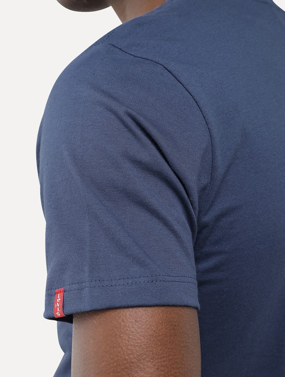 Camiseta Levis Masculina Slim Tab Sleeve Lisa Azul Médio