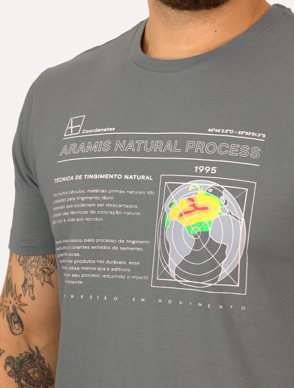 Camiseta Aramis Masculina Regular Natural Process Cinza