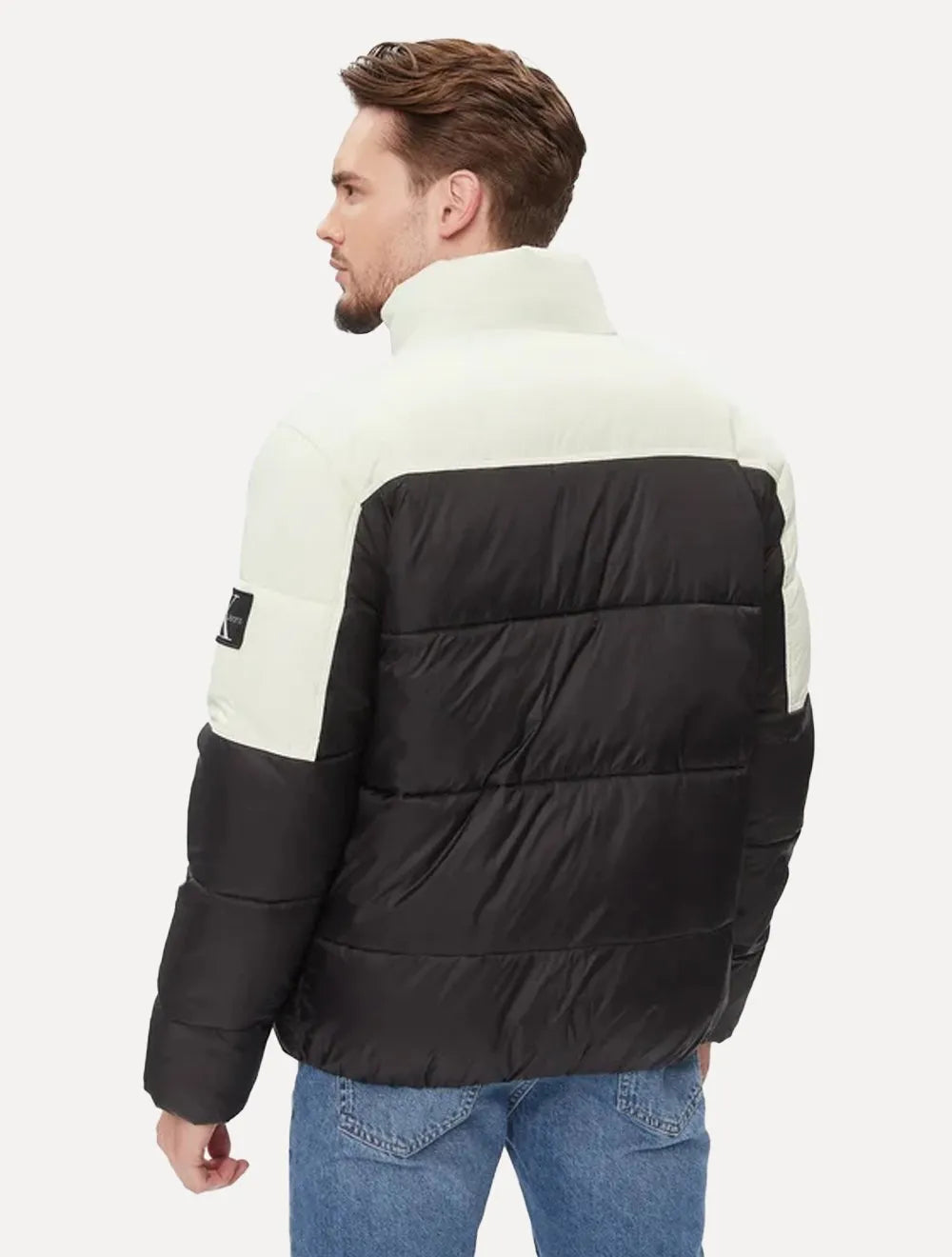 Jaqueta Calvin Klein Jeans Masculina Bicolor Logo Lateral Branca/Preta
