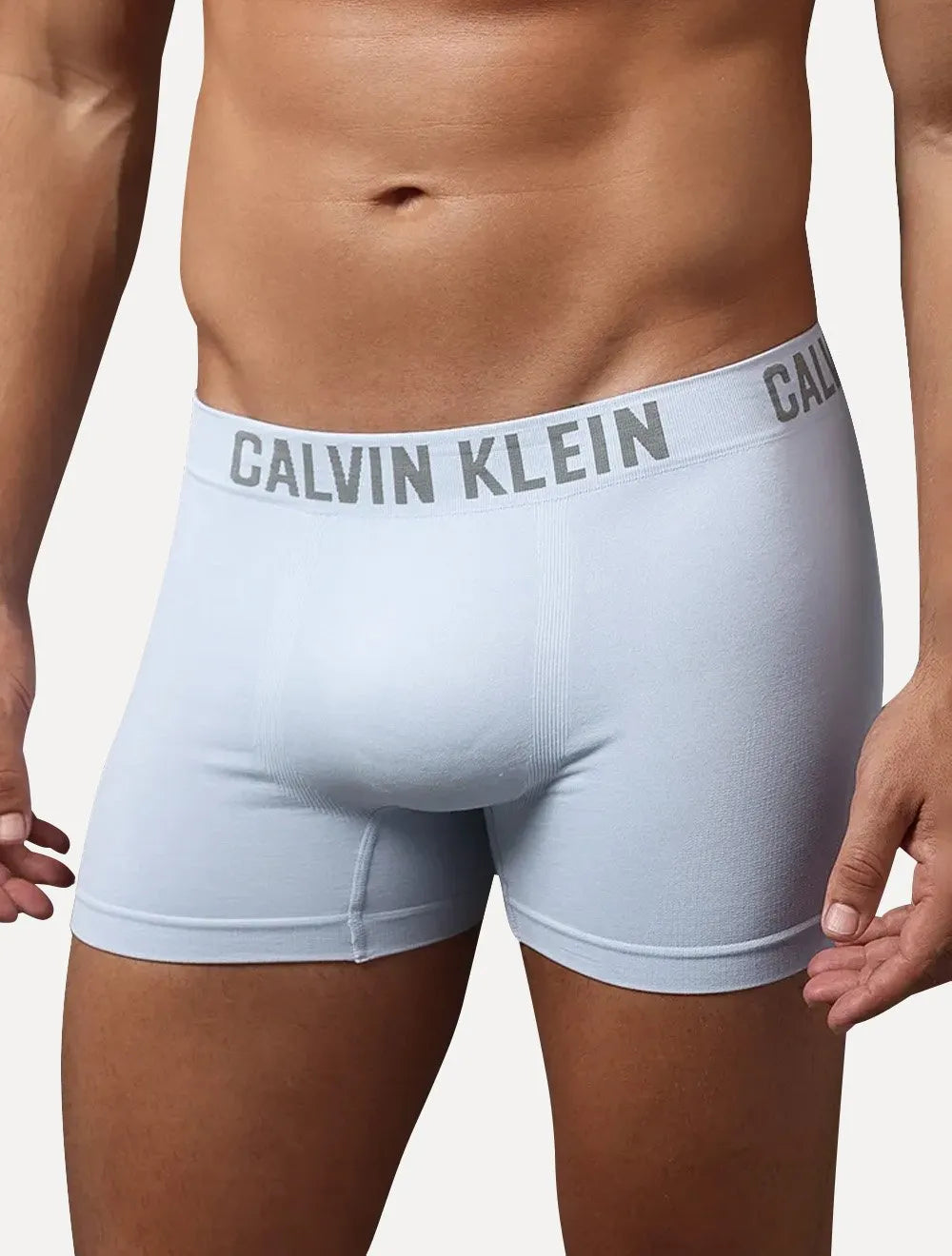 Cuecas Calvin Klein Trunk Seamless Grey Logo Azul Claro e Marinho Pack 2UN