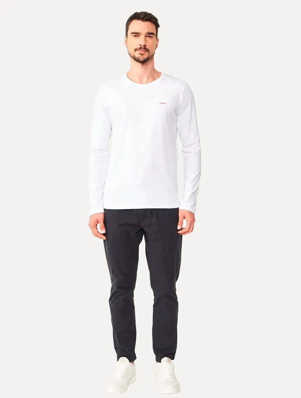 Camiseta Colcci Masculina Manga Longa Logo Branca