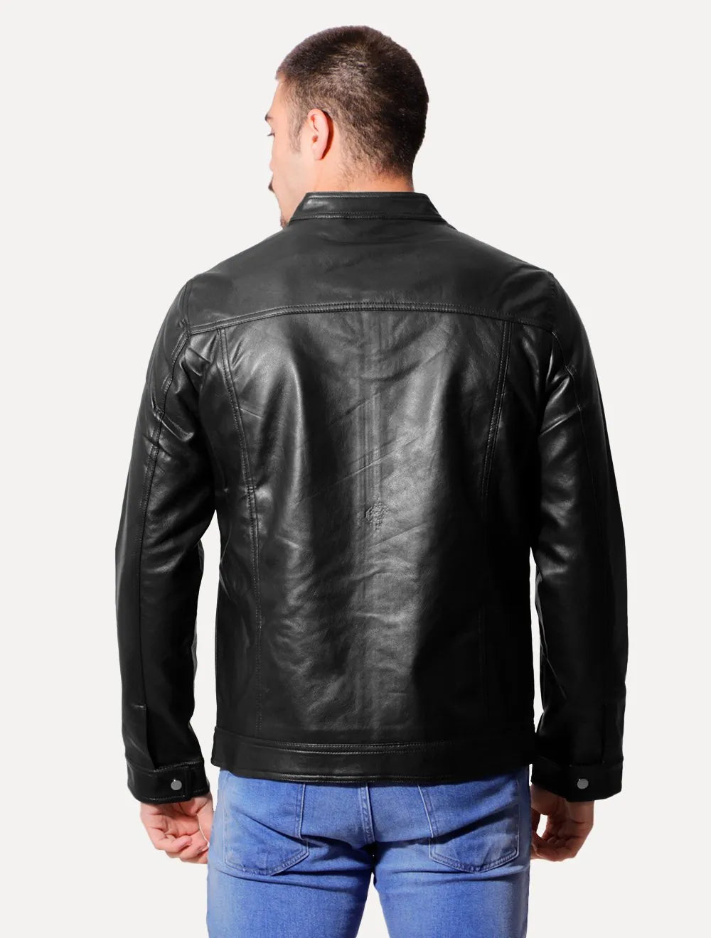 Jaqueta Victory Eagle Masculina PU Leather Recortes Preta