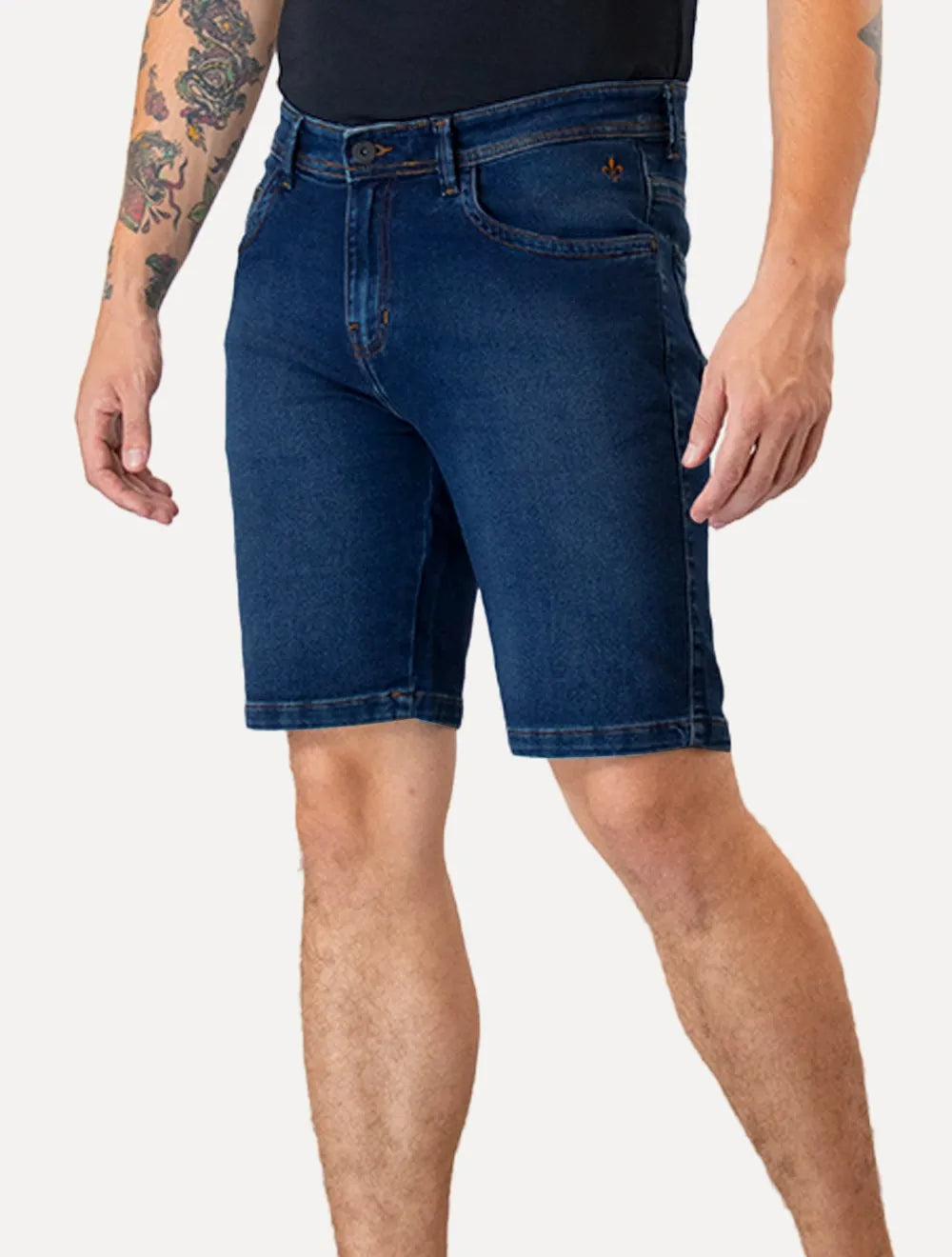 Bermuda Dudalina Jeans Masculina Denim Destroyer Azul Médio