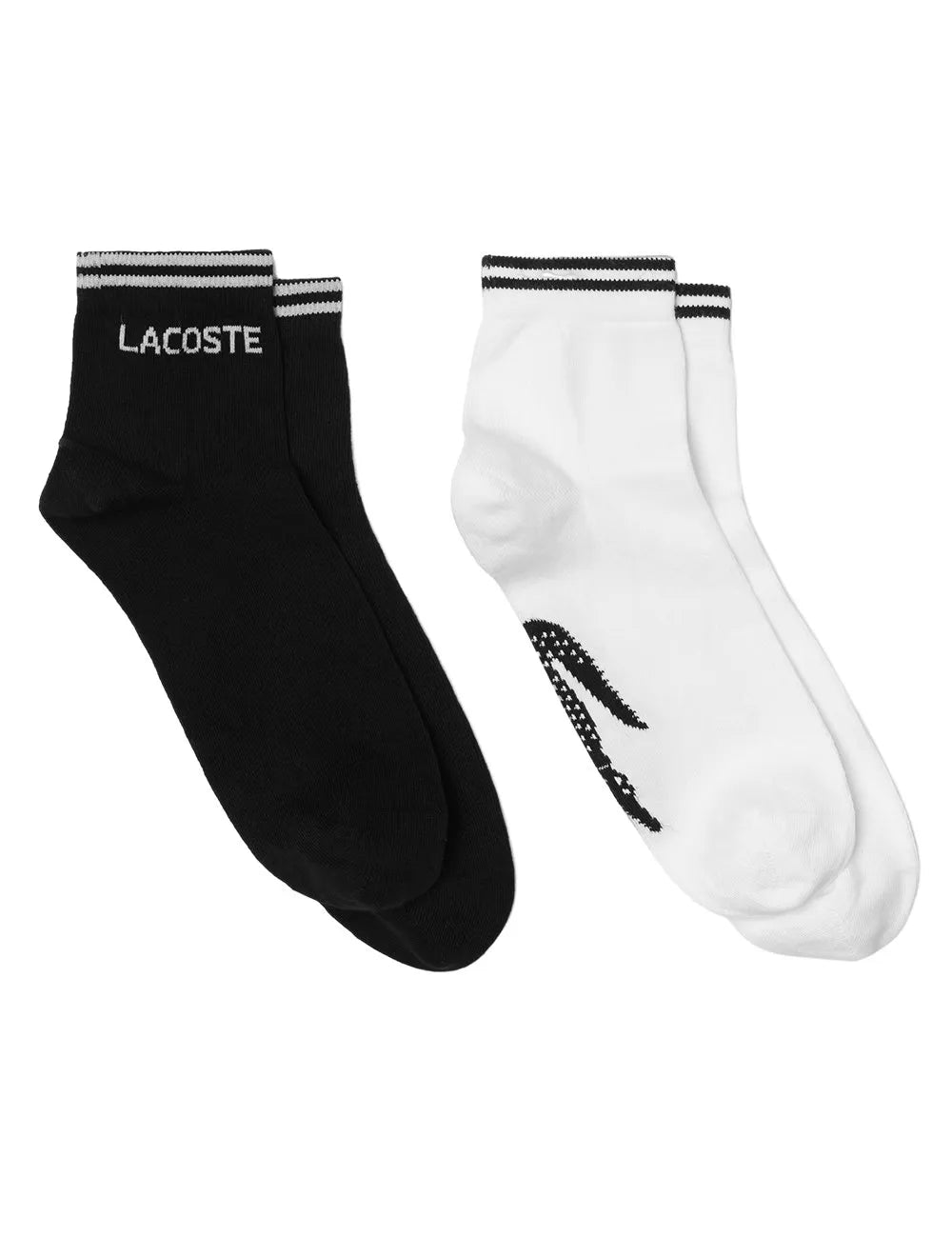 Kit Tênis Lacoste | Masculino T-Clip Blk/Gry Preto e Meias Lacoste Cano Curto Branca/Preta Pack 2UN