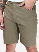 Bermuda King & Joe Masculina Slim Sarja 2X1 Five Pockets Cáqui