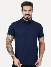 Polo Aramis Masculina Manga Curta Mercerizado Interlock Azul Marinho
