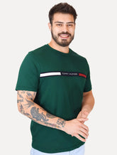 Camiseta Tommy Hilfiger Masculina Chest Insert Logo Verde Escura